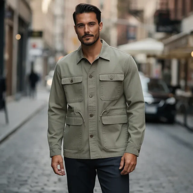 Auralink Button-Front Utility Shacket