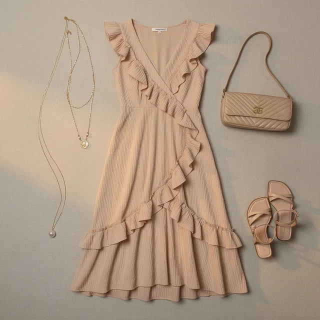 Auraloom RippleGlow Ruffle Midi Dress