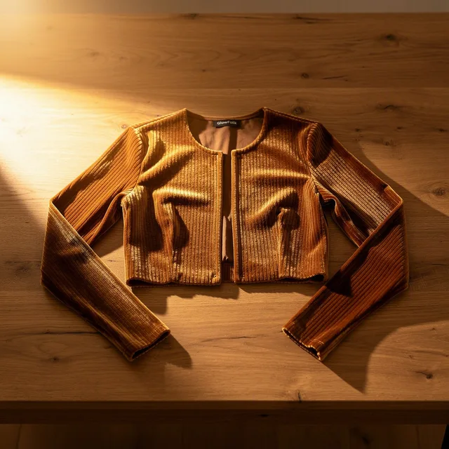 GlowFolk VelvetPulse Ribbed Crop Jacket