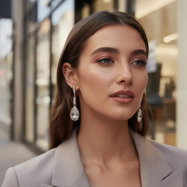 GlowMosaic Crystal Drop Earrings