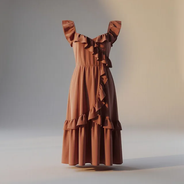 Lunivesta Ruffle Midi Dress