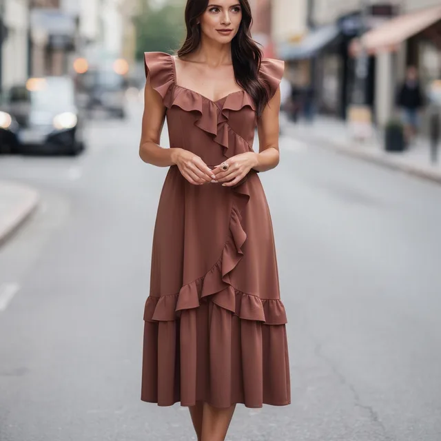 Lunivesta Ruffle Midi Dress