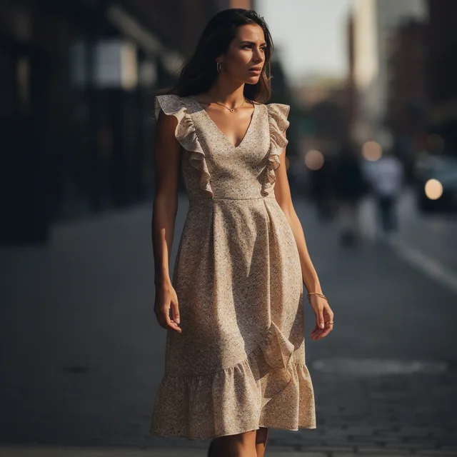 NovaSilk Ruffle Bloom Midi Dress