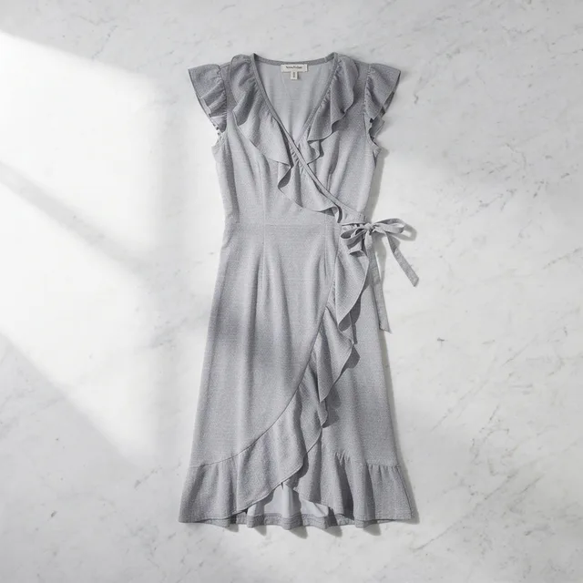 NovaVelae RuffleLoom Wrap Midi Dress
