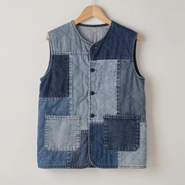 Patchwork Quilted Denim Vest