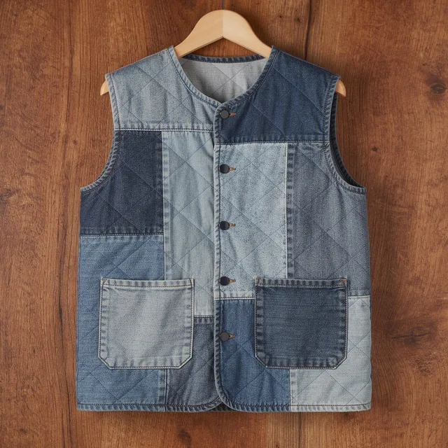 Patchwork Quilted Denim Vest