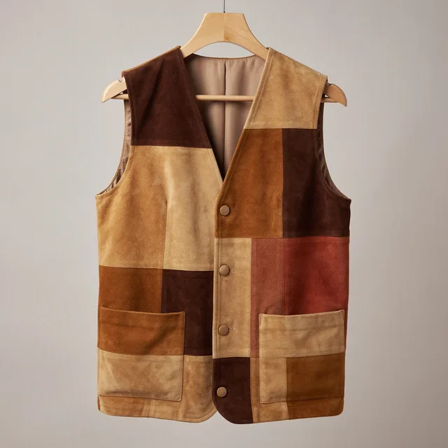 Patchwork Suede Vest