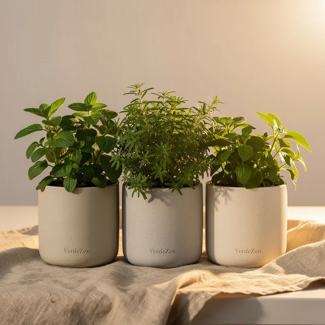VerdeZen Herb Scent Planter Trio